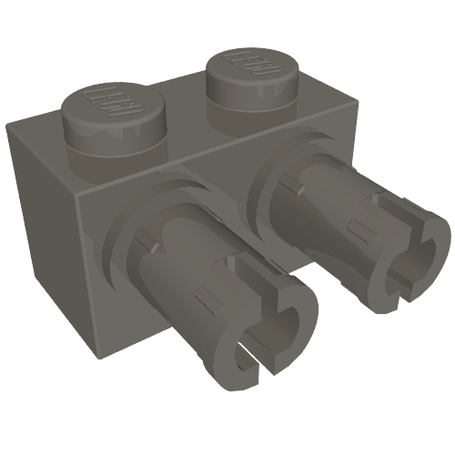 Brique Spécial 1 x 2 avec 2 connecteurs, Trous de connecteurs carrées (Brick Special 1 x 2 with 2 Pins, Square Pin Holes)