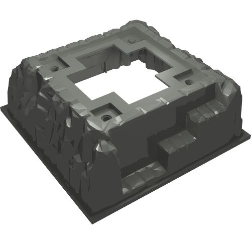 Rendu LDraw de Plaque de base Élevé 16 x 16 Non tenons avec ouverture transversale et 4 trous (Baseplate Raised 16 x 16 No Studs with Cross Opening and 4 Holes), couleur indicative