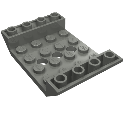 Brique inclinée inversée 45° 6 x 4 doubles avec 4 x 4 encastrés et 3 trous (Brick Sloped Inverted 45° 6 x 4 Double with 4 x 4 Recessed and 3 Holes)