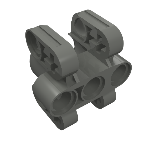 Rendu LDraw de Raccord Technic pour axe et connecteur bloc 3 x 3 x 2 [support de vérin linéaire] (Technic Axle and Pin Connector Block 3 x 3 x 2 [Linear Actuator Holder]), couleur indicative