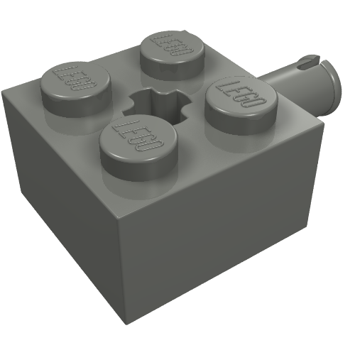 Rendu LDraw de Brique Spécial 2 x 2 avec connecteur et trou pour axe (Brick Special 2 x 2 with Pin and Axle Hole), couleur indicative