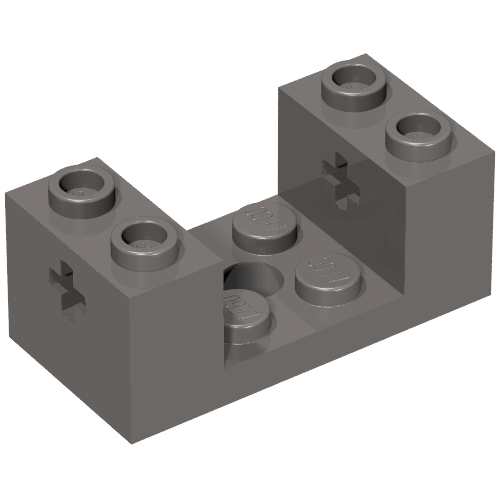Rendu LDraw de Brique Spécial 2 x 4 x 1 1/3 avec trous d'axe et 2 x 2 encastrables et trou (Brick Special 2 x 4 x 1 1/3 with Axle Holes and 2 x 2 Recessed and Hole), couleur indicative