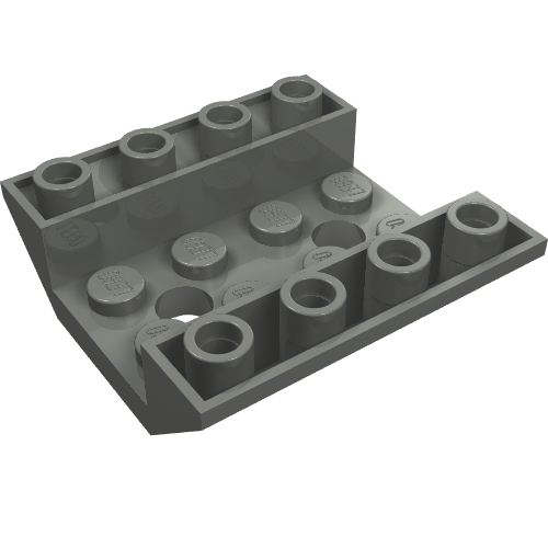 Brique inclinée inversée 45° 4 x 4 double avec 4 x 2 encastrés, 2 trous (Brick Sloped Inverted 45° 4 x 4 Double with 4 x 2 Recessed, 2 Holes)