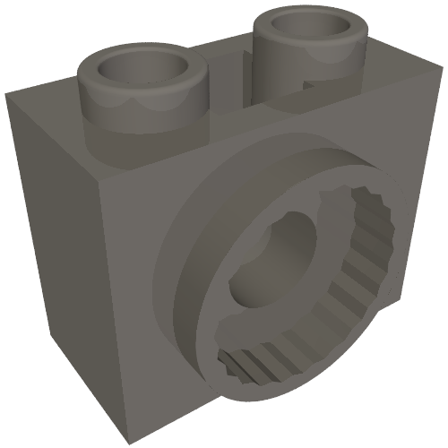 Rendu LDraw de Brique Spéciale 1 x 2 x 1 1/3 avec prise de joint de rotation (Brick Special 1 x 2 x 1 1/3 with Rotation Joint Socket), couleur indicative