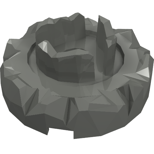 Rendu LDraw de Plateau tournant 4 x 4 haut avec bord dentelé et trois segments (porte-clés Atlantis) (Turntable 4 x 4 Top with Jagged Edge and Three Segments (Atlantis Key Holder)), couleur indicative
