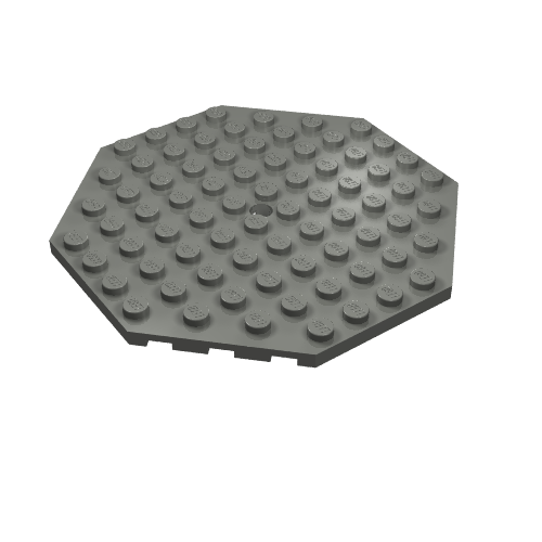 Rendu LDraw de Plaque spéciale 10 x 10 octogonaux avec trou (Plate Special 10 x 10 Octagonal with Hole), couleur indicative