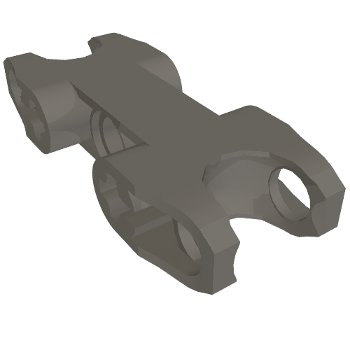 Rendu LDraw de Connecteur d'axe et de connecteur Technic 2 x 5 avec deux douilles à rotule [côtés fermés] [trous d'axe ouverts] (Technic Axle and Pin Connector 2 x 5 with Two Ball Joint Sockets [Closed Sides] [Open Axle Holes]), couleur indicative