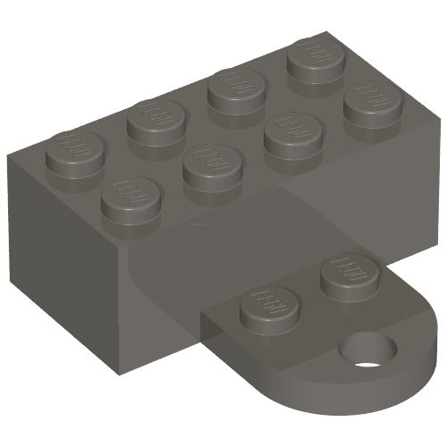 Rendu LDraw de Brique Aimant 2 x 4 avec rond plaque 2 x 2 (Brick Magnet 2 x 4 with Round Plate 2 x 2), couleur indicative