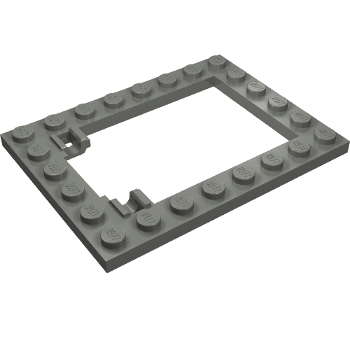 Rendu LDraw de Plaque Cadre de porte spécial 6 x 8 pièges Horizontal [porteurs à longue goupille] (Plate Special 6 x 8 Trap Door Frame Horizontal [Long Pin Holders]), couleur indicative