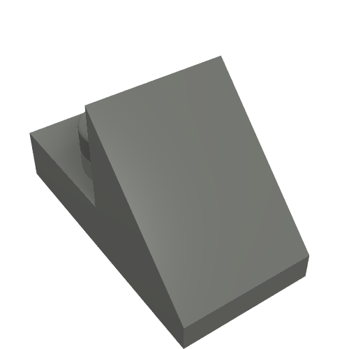 Rendu LDraw de Brique inclinée 45° 2 x 1 avec découpe 2/3 [Version originale] (Brick Sloped 45° 2 x 1 with 2/3 Cutout [Original Version]), couleur indicative