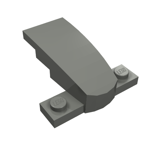 Rendu LDraw de Brique Coincé, courbé 4 x 2 x 1 1/3 avec 1 x 4 Base [sans motif] (Brick Wedged, Curved 4 x 2 x 1 1/3 with 1 x 4 Base [Plain]), couleur indicative
