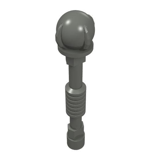 Rendu LDraw de Armes à extrémité sphérique (Roi) (Weapon Staff with Spherical End (King)), couleur indicative
