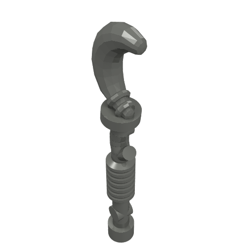 Rendu LDraw de Armes à bout accroché (Roi) (Weapon Staff with Hooked End (King)), couleur indicative