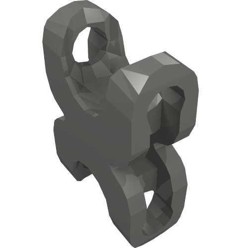 Rendu LDraw de Squelette, connecteur, 2 x 3 avec deux douilles à billes, extrémités arrondies (Large Figure Skeletal, Connector, 2 x 3 with Two Ball Sockets, Rounded Ends), couleur indicative