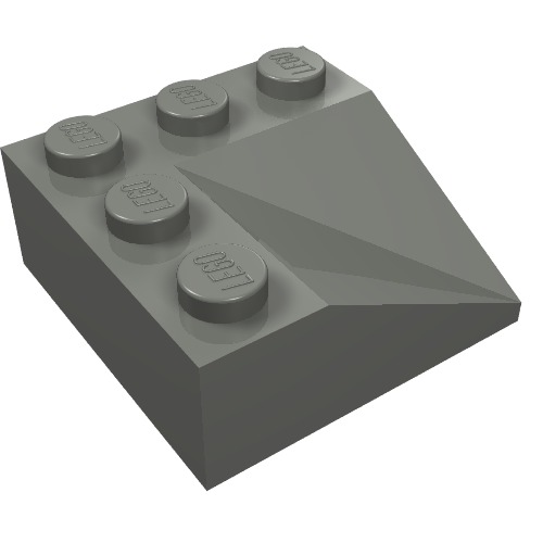 Rendu LDraw de Brique inclinée 33° 3 x 3 double concave (Brick Sloped 33° 3 x 3 Double Concave), couleur indicative