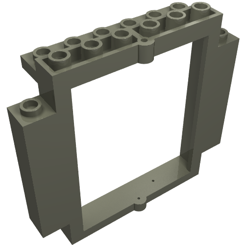 Rendu LDraw de Cadre de porte 2 x 8 x 6 pivotant avec encoches inférieures (Door Frame 2 x 8 x 6 Swivel with Bottom Notches), couleur indicative