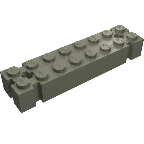 Rendu LDraw de Brique spéciale 2 x 8 avec trou d'axe et rainures à chaque extrémité (Brick Special 2 x 8 with Axle Hole and Grooves at each End), couleur indicative