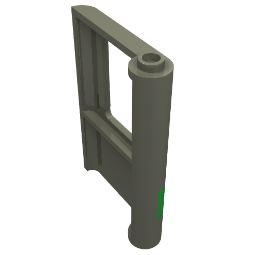 Rendu LDraw de Porte 1 x 4 x 5 train à gauche avec bande verte, logo du train et rivets motif imprimé (Door 1 x 4 x 5 Train Left with Green Stripe, Train Logo and Rivets Print), couleur indicative