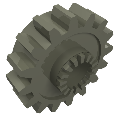 Rendu LDraw de Dent Technic à 16 dents avec embrayage [dents] (Technic Gear 16 Tooth with Clutch [Toothed]), couleur indicative