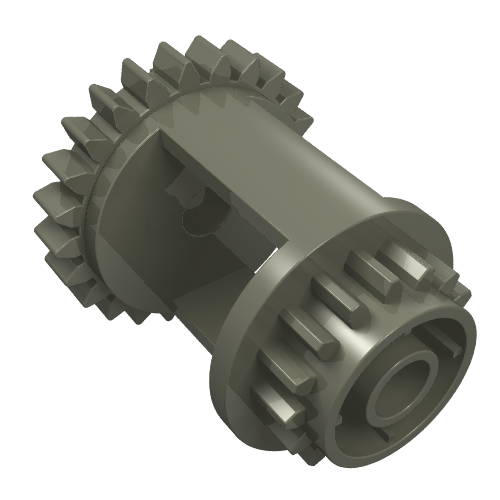 Rendu LDraw de Différentiel d'engrenage Technic, 24 -16 dents avec embrayage sur les deux côtés (Technic Gear Differential, 24 -16 Tooth with Clutch on Both Sides), couleur indicative