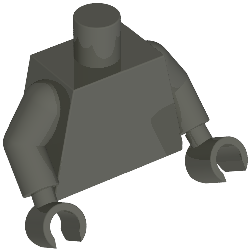 Rendu LDraw de torse, Dark Gray Arms and Hands [Plain], couleur indicative