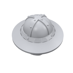 Casque avec jugulaire et bord grand (Helmet with Chinstrap and Wide Brim)