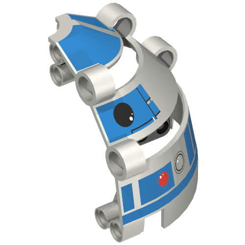 Rendu LDraw de Technic panneau Dome 6 x 6 x 5 2/3 avec R2-D2 Eye Print, couleur indicative
