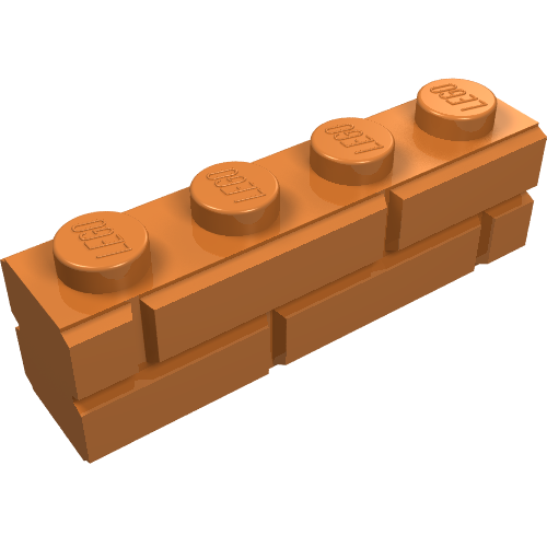 Rendu LDraw de Brique Spécial 1 x 4 avec maçonnerie brique Profil (Brick Special 1 x 4 with Masonry Brick Profile), couleur indicative