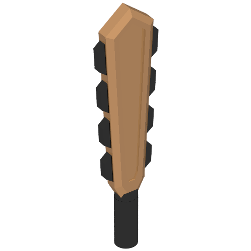 Rendu LDraw de Weapon Club / Sword, Macuahuitl avec Black Handle and Blades Print, couleur indicative