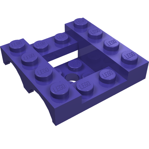 Base du véhicule 4 x 4 x 1 1/3 avec passages de roues, 2 x 2 en retrait au centre et trou (Vehicle Base 4 x 4 x 1 1/3 with Wheel Arches, 2 x 2 Recessed Center and Hole)