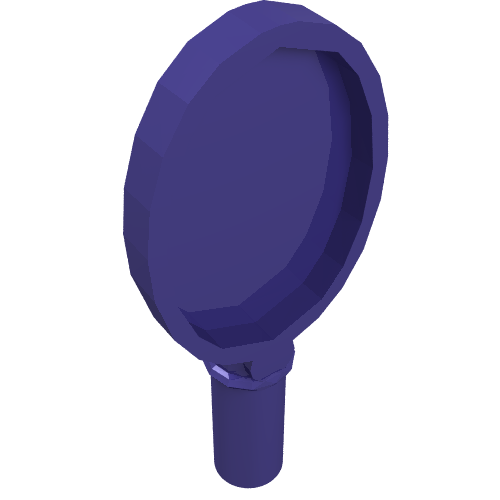 Rendu LDraw de Miroir à main d'équipement avec le cœur sur l'inverse [accessoire de cheveux] (Equipment Hand Mirror with Heart on Reverse [Hair Accessory]), couleur indicative