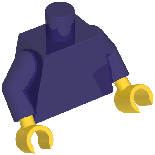 Rendu LDraw de torse, Dark Purple Arms, Yellow Hands [Plain], couleur indicative