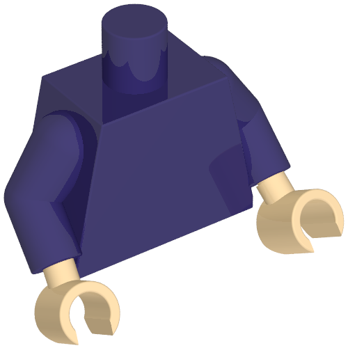 Rendu LDraw de torse, Dark Purple Arms, Light Nougat Hands [Plain], couleur indicative